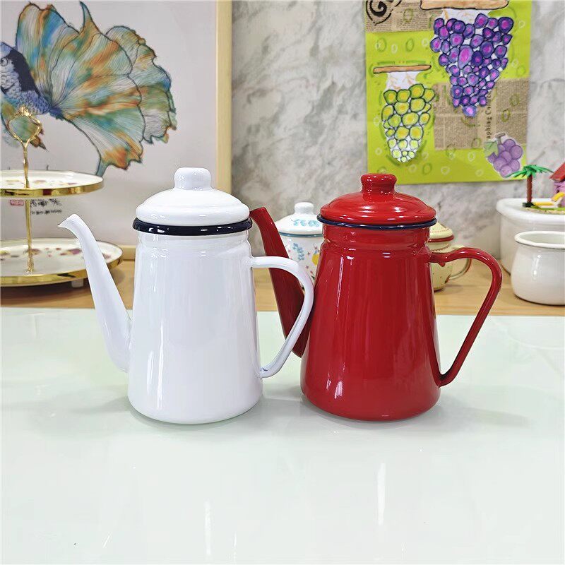 Tea Coffee Utensils - Panci Enamel 1.1L untuk Kopi, Minyak,