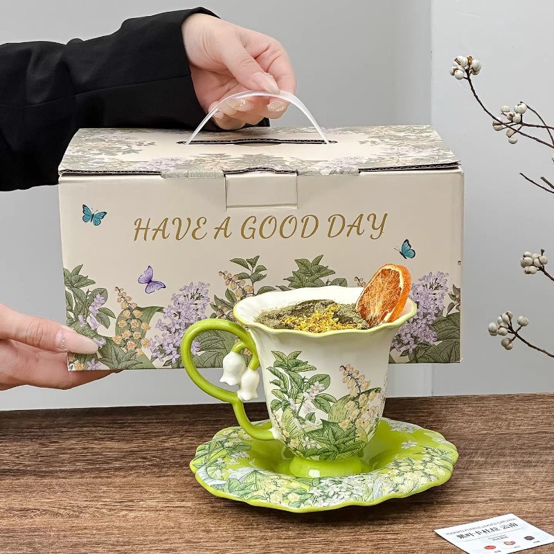 Coffee Tea And Sugar Set - Set teh sore bermotif bunga lily