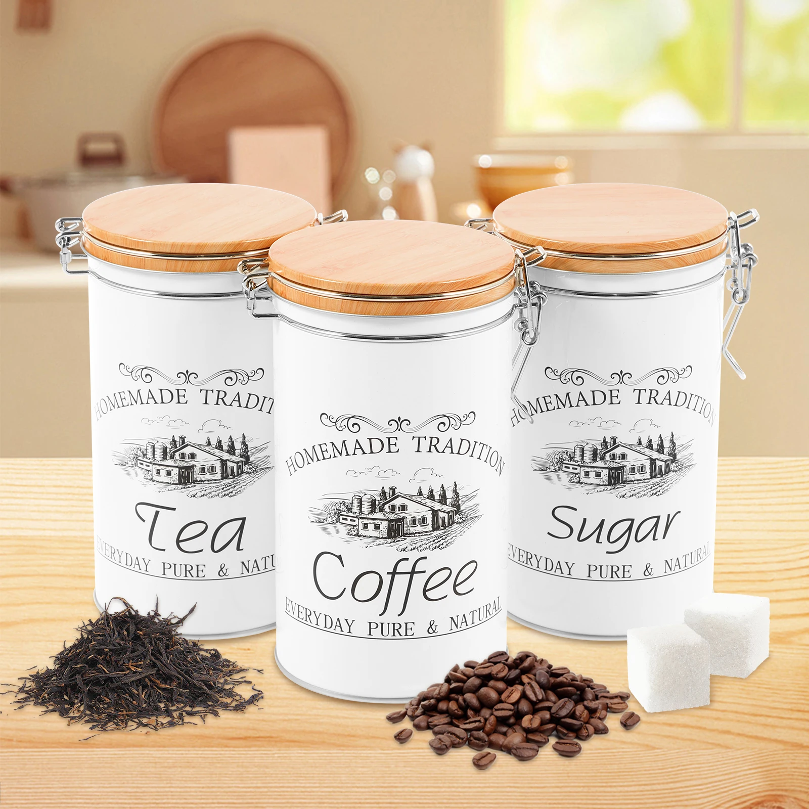 Coffee Tea Sugar Container Set - 3 Buah/Set Kaleng Gula Kopi Teh