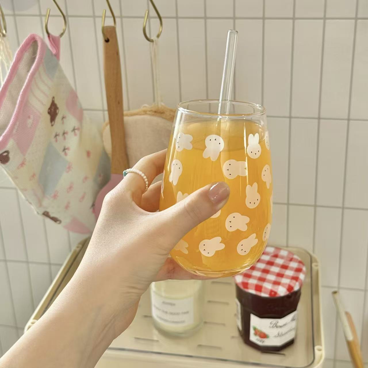 Gelas Kaca Bermotif Kelinci Mi - Coffee Tea Hot ulasan dan harga