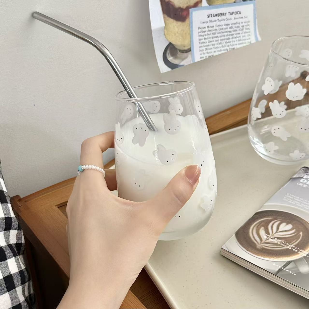 Gelas Kaca Bermotif Kelinci Mi - Coffee Tea Hot ulasan dan harga