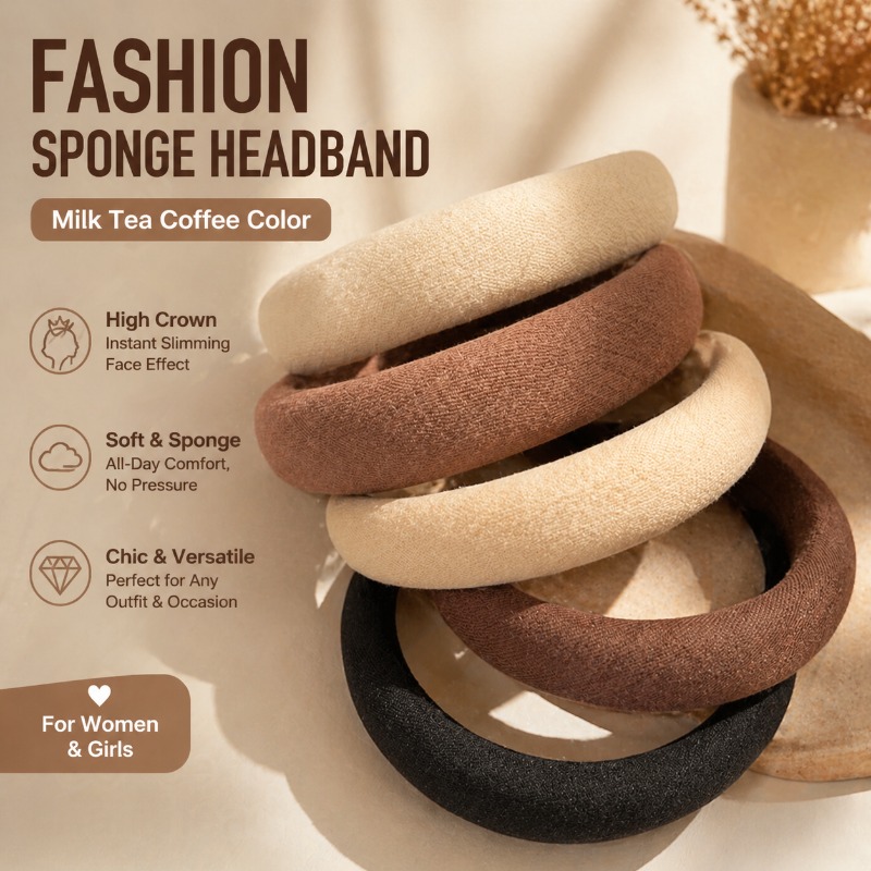 Headband busa empuk warna kopi - Young Tea Coffee ulasan dan harga