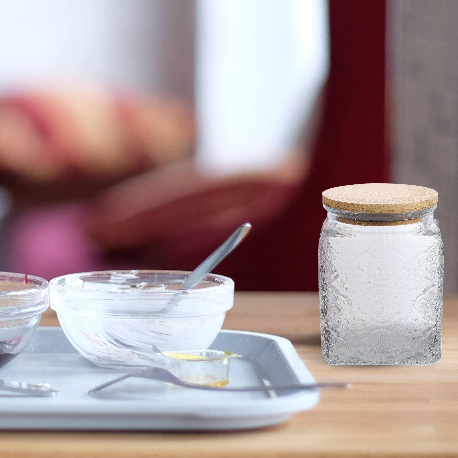 Toples Kaca dengan Desain Bung - Tea Coffee Sugar Container ulasan dan harga