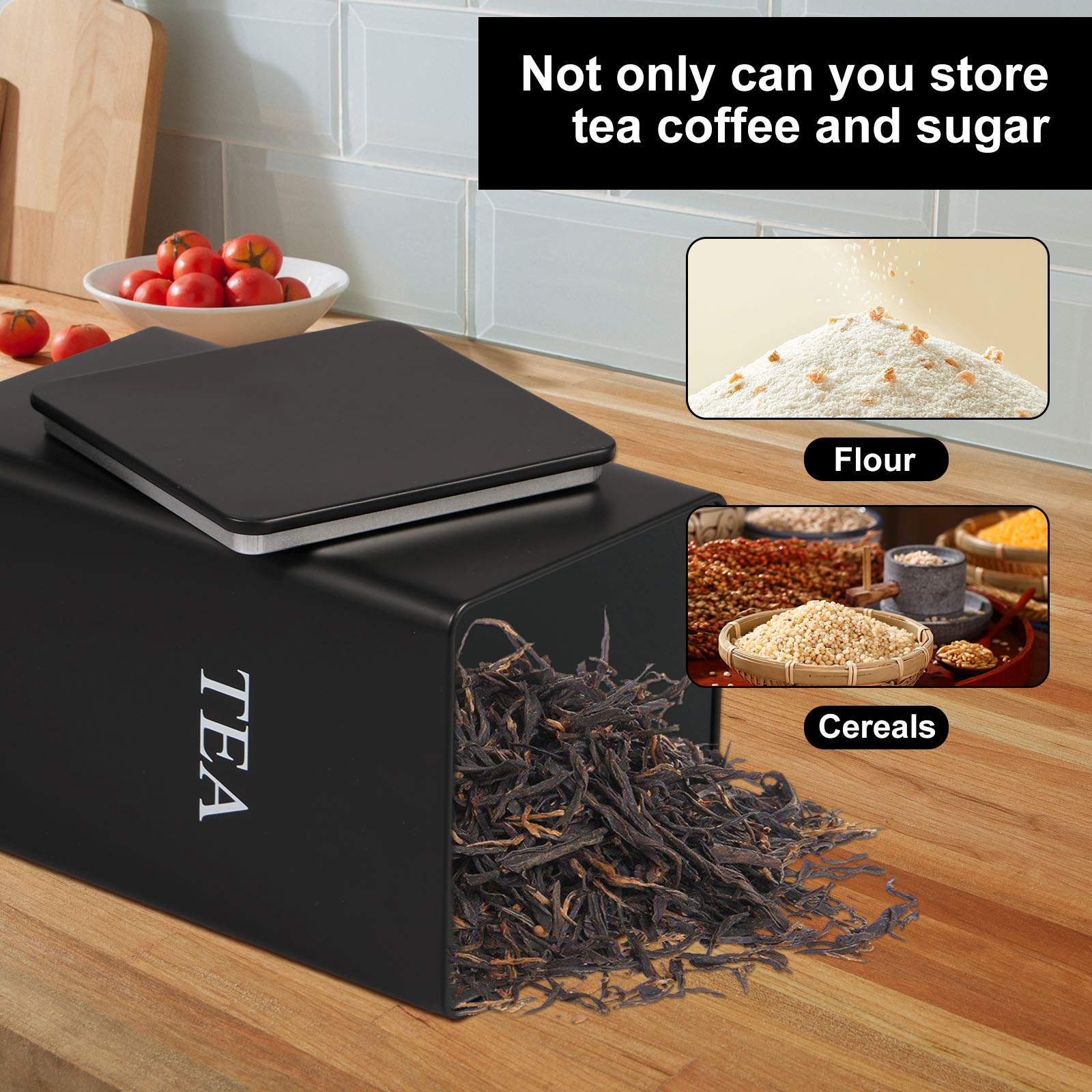 3 buah kaleng penyimpanan biji - Coffee Tea Sugar Container Set ulasan dan harga