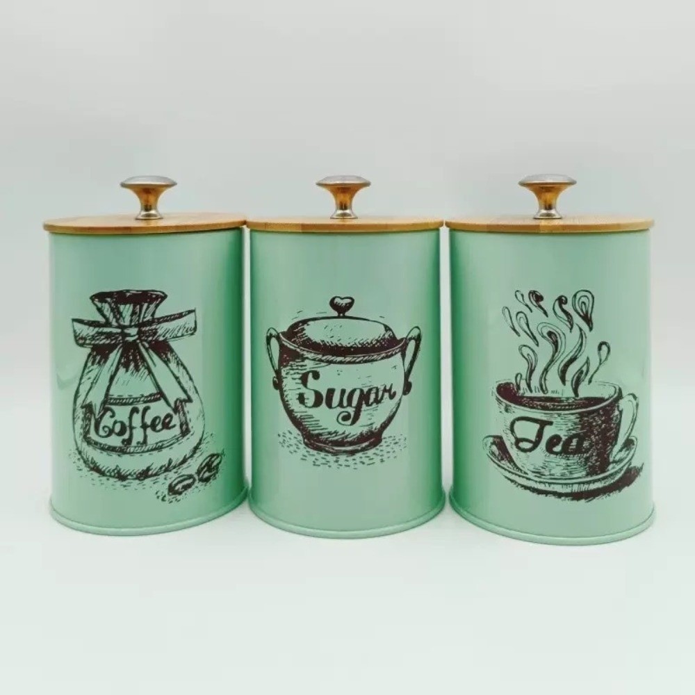 3 Buah Set Kaleng Kopi Logam K - Coffee Tea Sugar Container Set ulasan dan harga