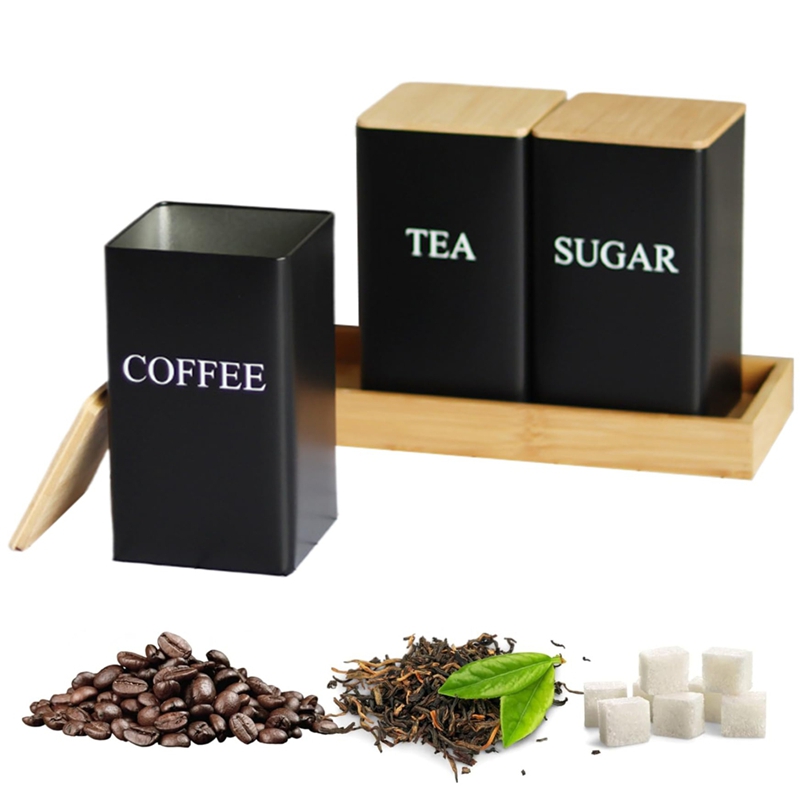 Set 3 Buah Wadah Teh Kopi Gula - Coffee Tea Sugar Container Set ulasan dan harga