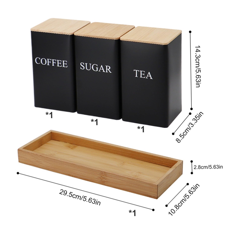 Set 3 Buah Wadah Teh Kopi Gula - Coffee Tea Sugar Container Set ulasan dan harga