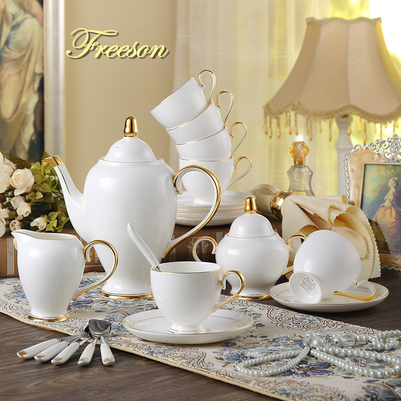 Grace Bone Kopi Set Putih Emas - Coffee Tea And Sugar Set ulasan dan harga