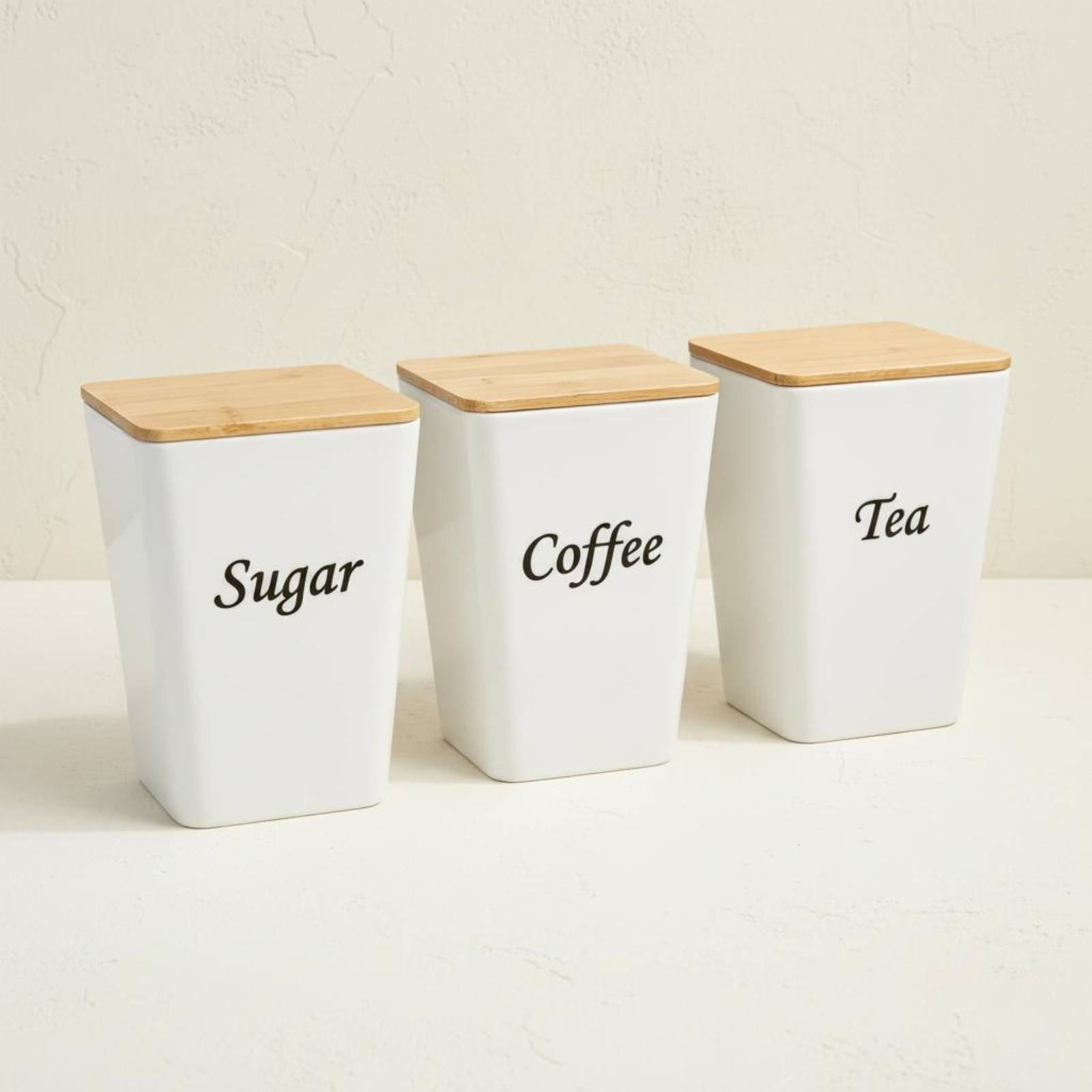Set Wadah Logam dengan Tutup B - Coffee Tea Sugar Container Set ulasan dan harga