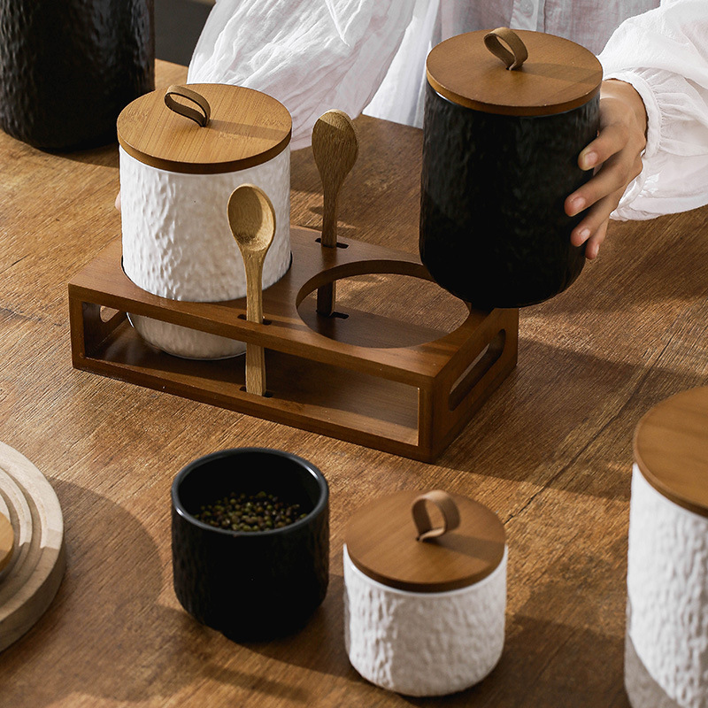 Stoples Keramik Bermotif Batu  - Coffee Tea Sugar Container Set ulasan dan harga