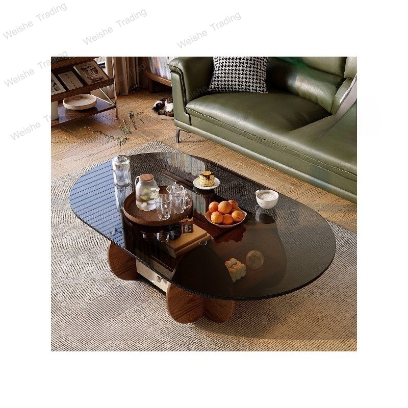 Meja kopi kayu solid oval keci - Young Tea Coffee ulasan dan harga