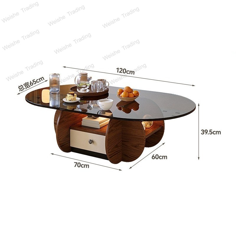 Meja kopi kayu solid oval keci - Young Tea Coffee ulasan dan harga